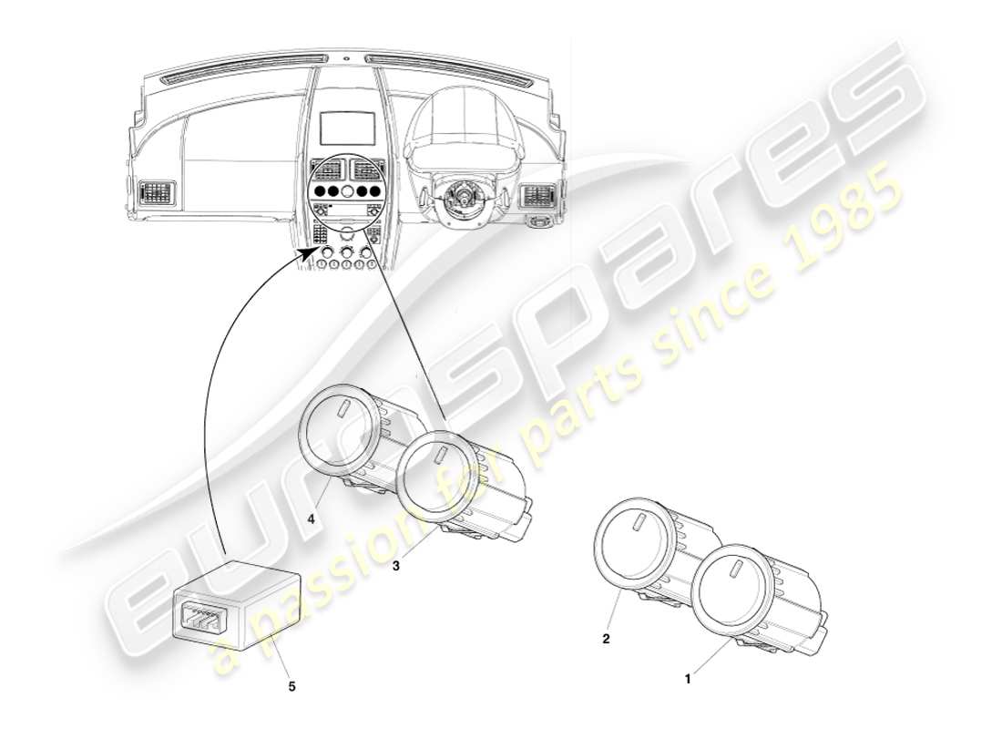 aston martin v8 vantage (2007) diagrama de piezas de los interruptores de transmisión