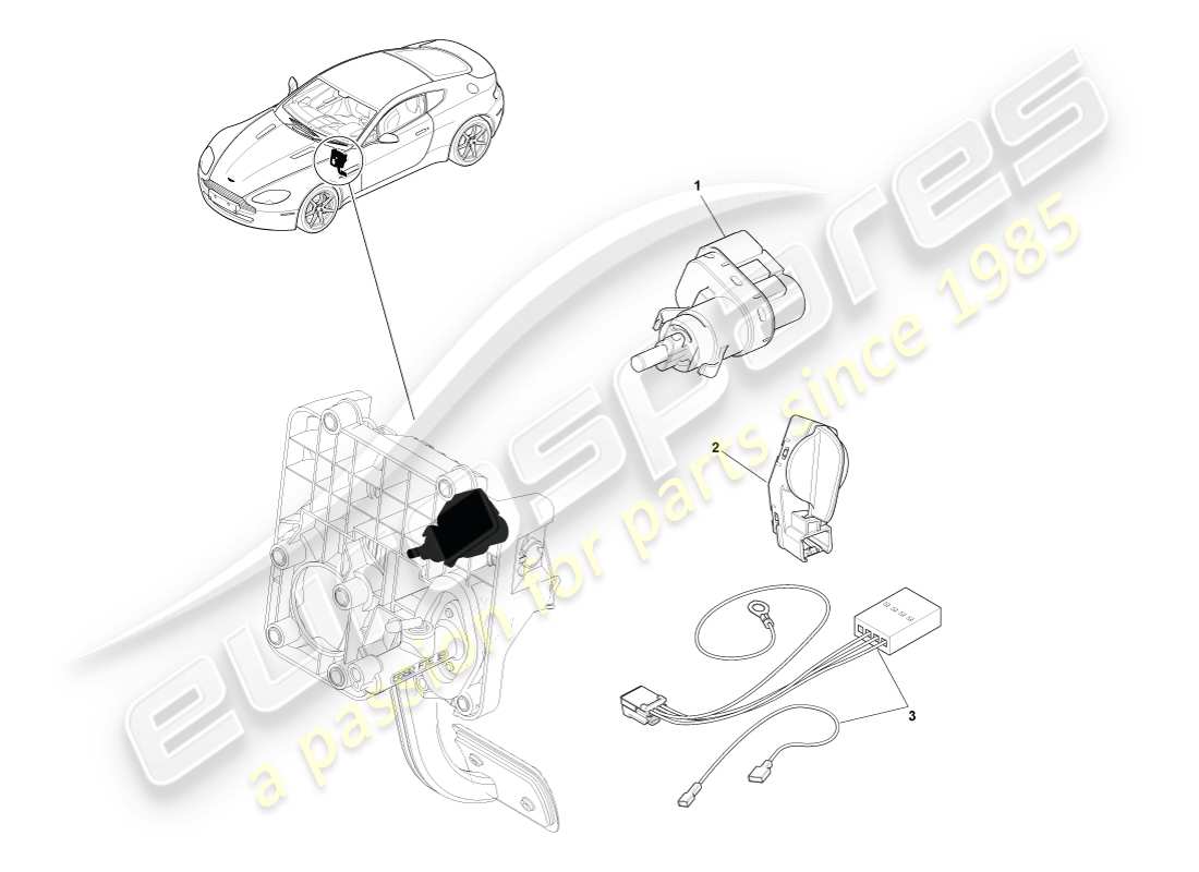 aston martin v8 vantage (2005) diagrama de piezas del interruptor de la lámpara de freno