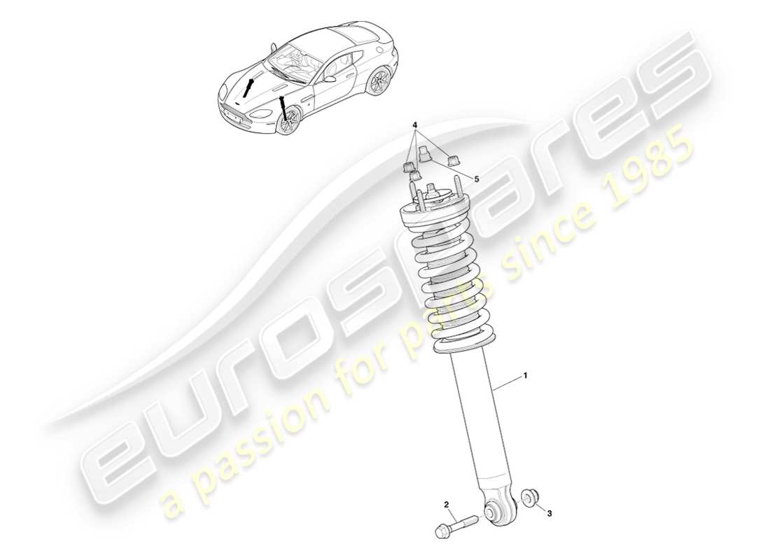 aston martin v8 vantage (2007) resorte delantero y amortiguador, diagrama de piezas bilstein