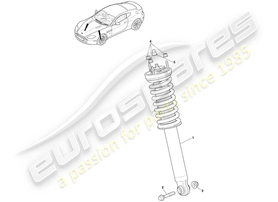 aston martin v8 vantage (2005) resorte delantero y amortiguador, diagrama de piezas bilstein