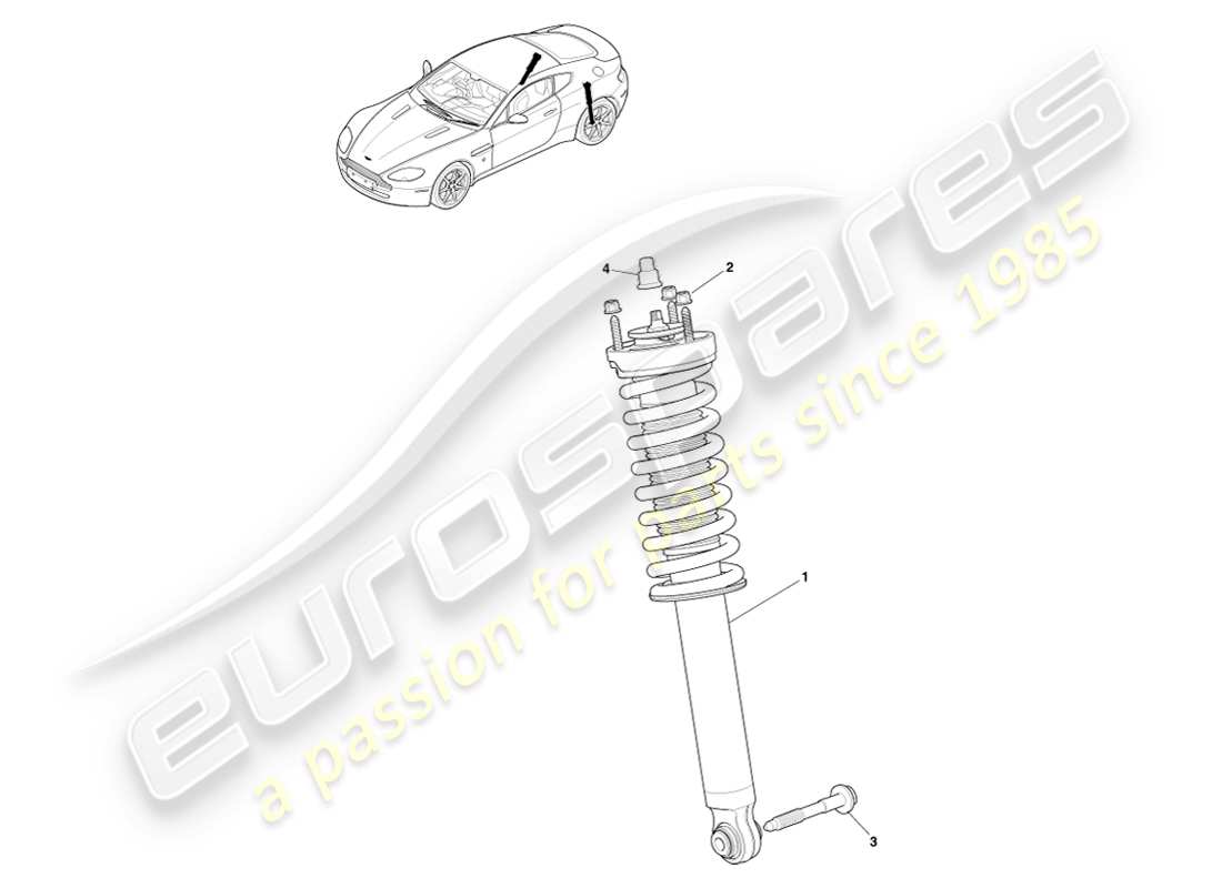 aston martin v8 vantage (2007) resorte y amortiguador traseros, diagrama de piezas bilstein
