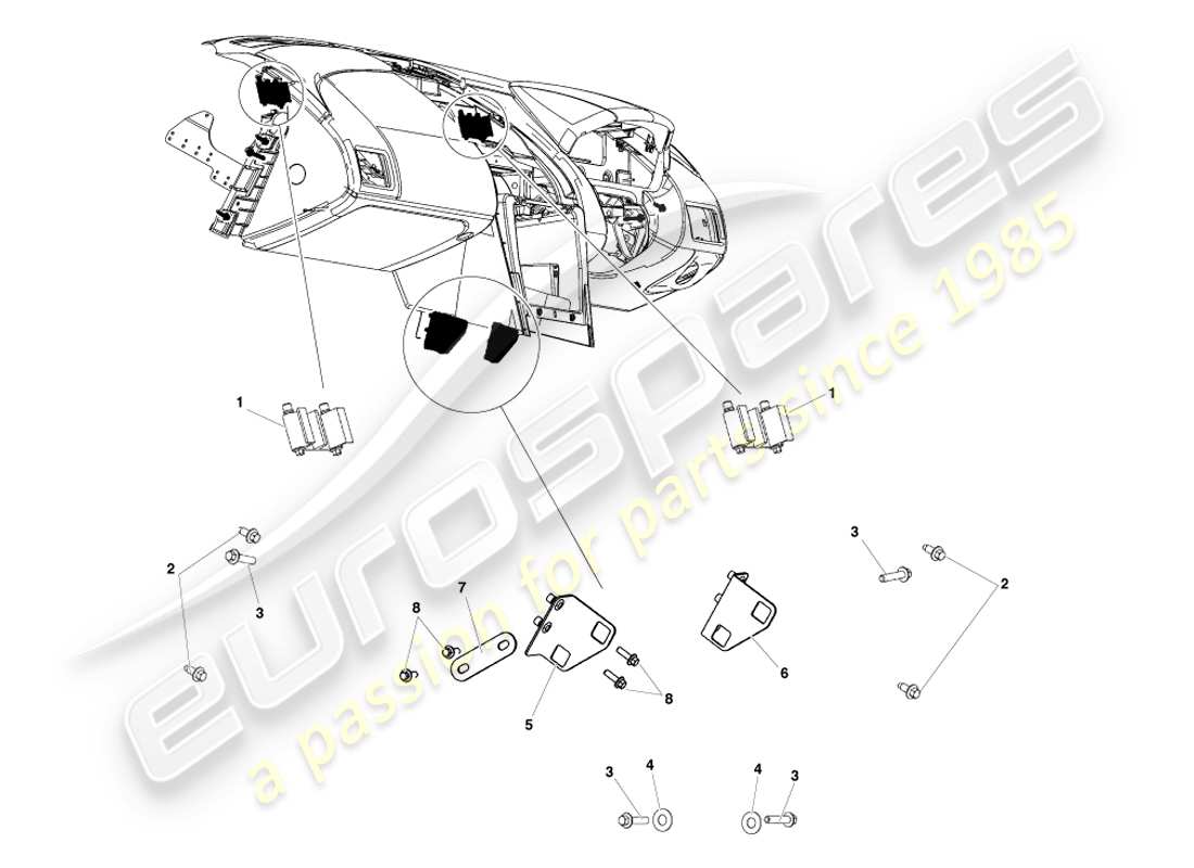 aston martin v8 vantage (2005) diagrama de piezas de soportes ccb a biw