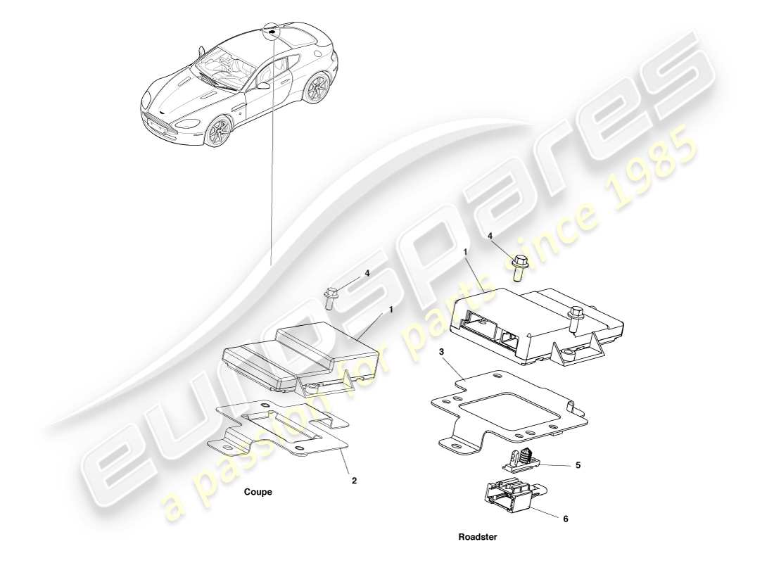 aston martin v8 vantage (2007) diagrama de piezas del sintonizador gps