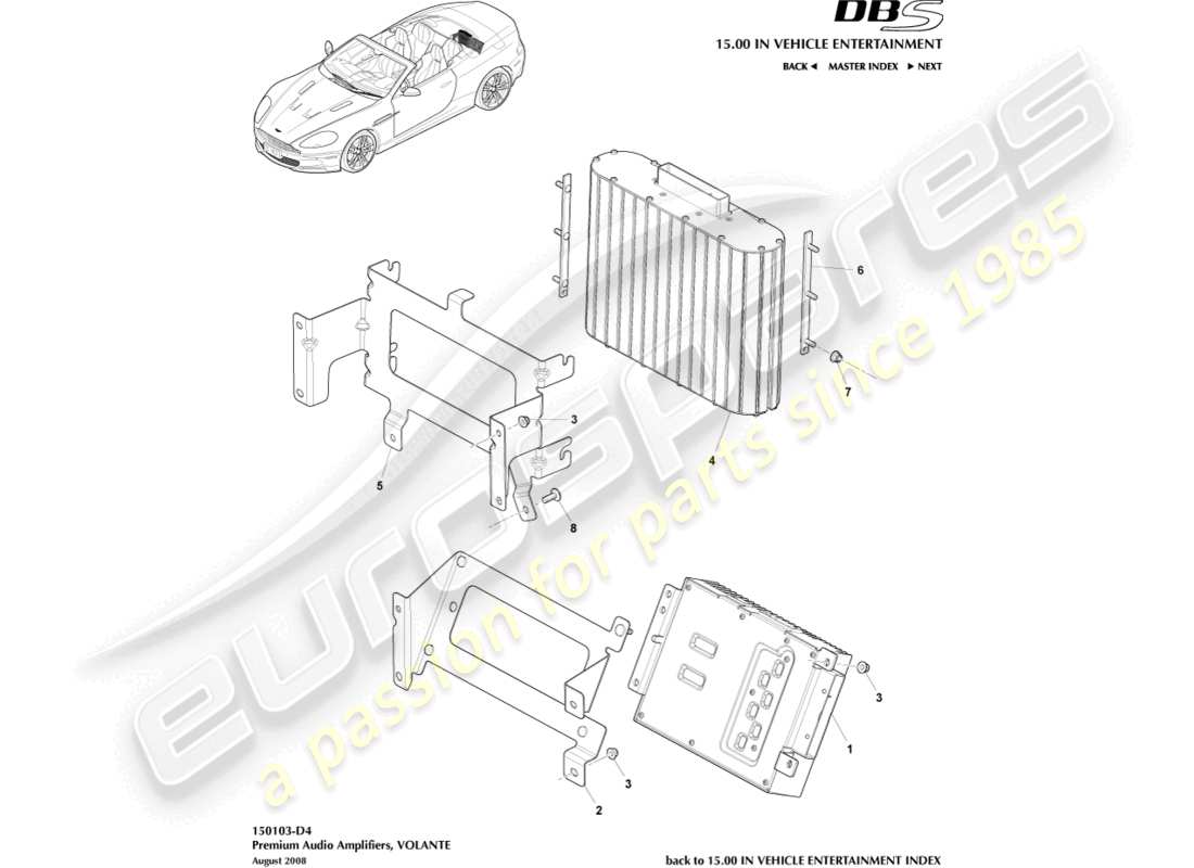 aston martin dbs (2013) amplificadores premium, volante diagrama de piezas
