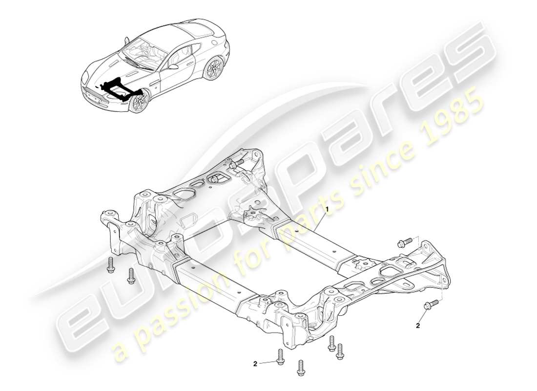 aston martin v8 vantage (2005) diagrama de piezas del subchasis delantero
