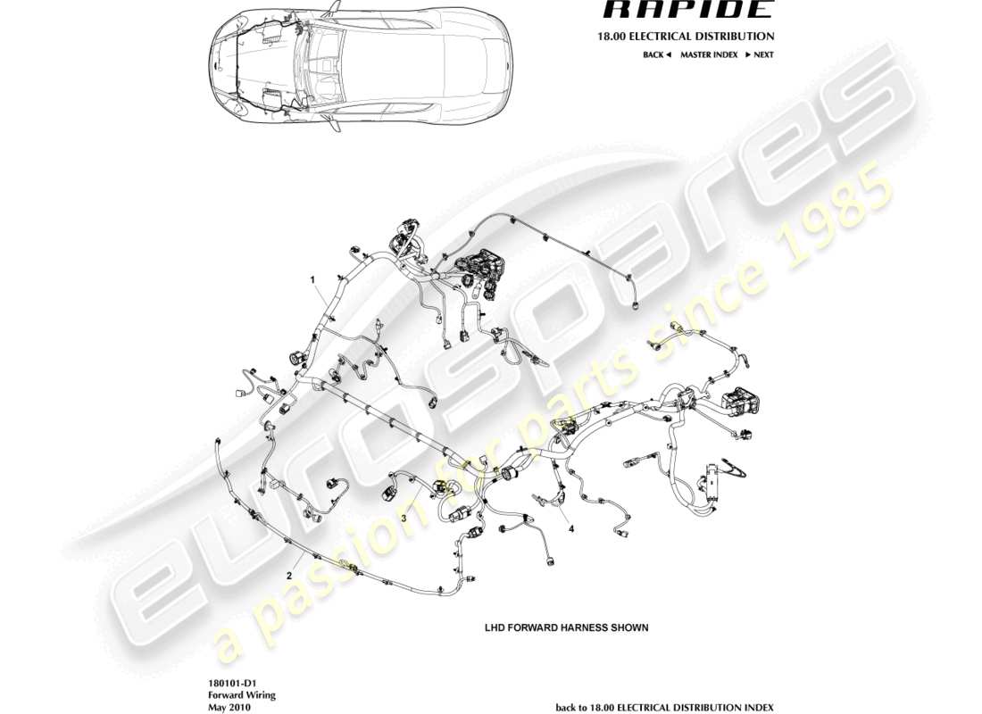 aston martin rapide (2013) arnés delantero, a 13my diagrama de piezas