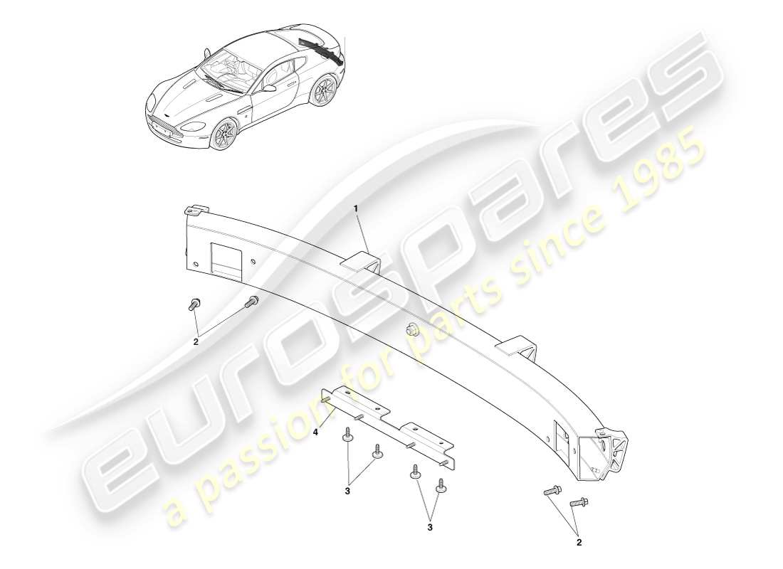 aston martin v8 vantage (2005) diagrama de piezas de la armadura del parachoques trasero