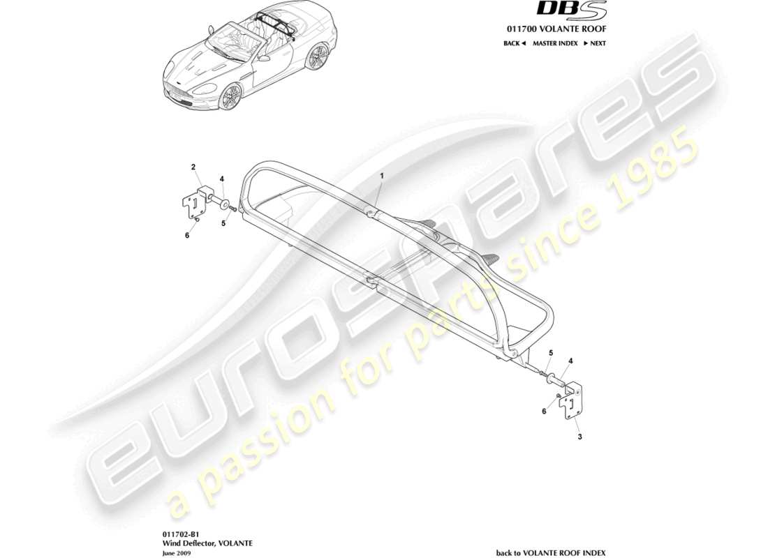 aston martin dbs (2012) deflector de viento diagrama de piezas