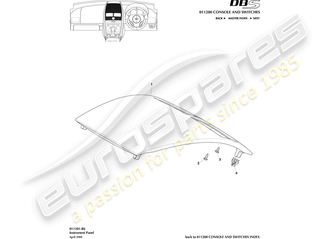 aston martin dbs (2012) instrument panel diagrama de piezas