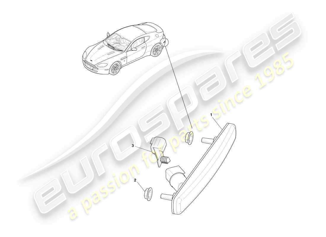 aston martin v8 vantage (2007) diagrama de piezas de los marcadores laterales traseros