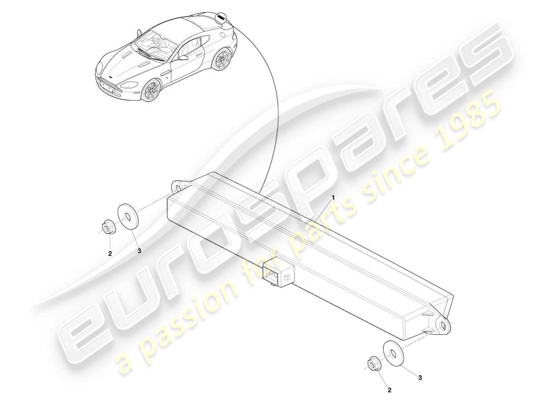 aston martin v8 vantage (2005) diagrama de piezas de la luz de freno montada en alto
