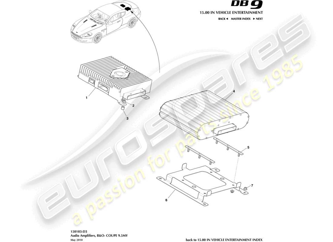 aston martin db9 (2006) amplificadores premium, diagrama de piezas cupé