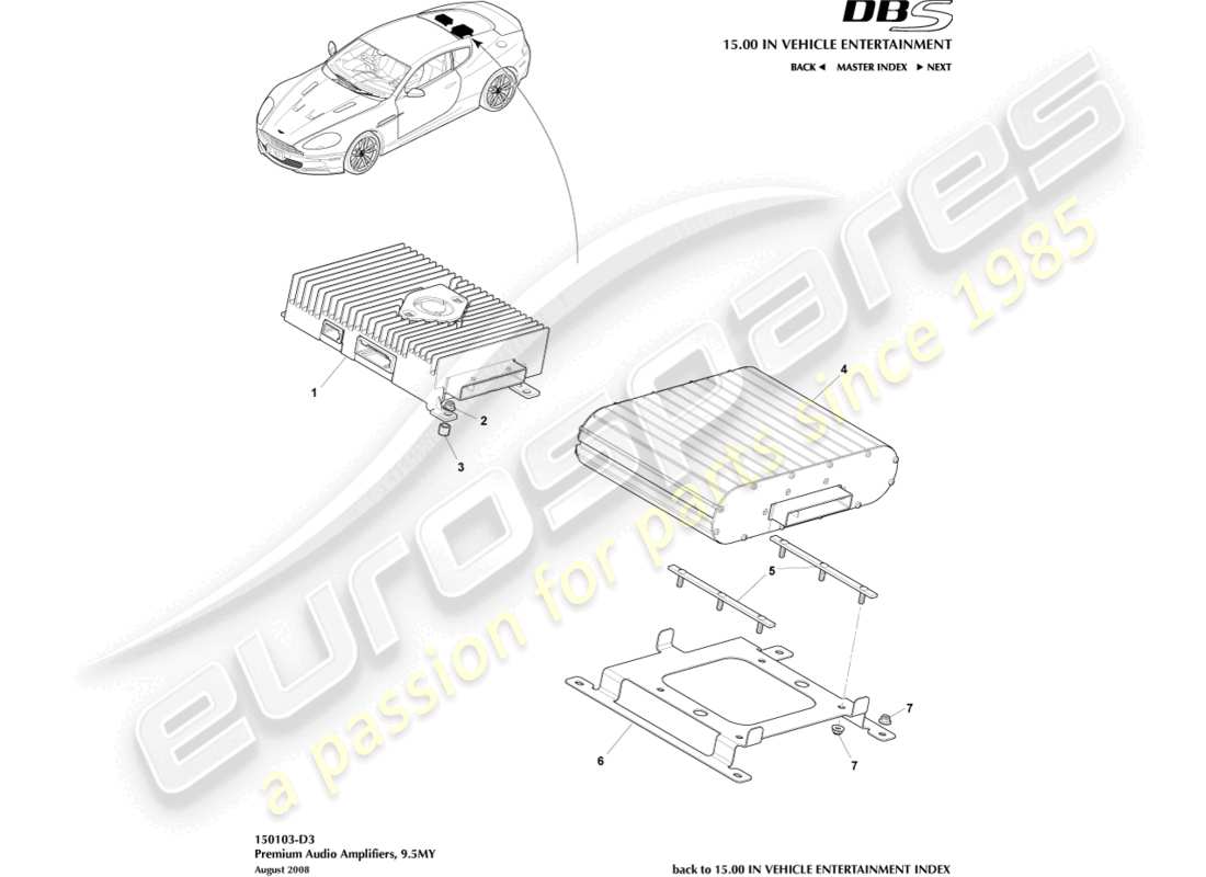aston martin dbs (2013) amplificadores premium, diagrama de piezas cupé