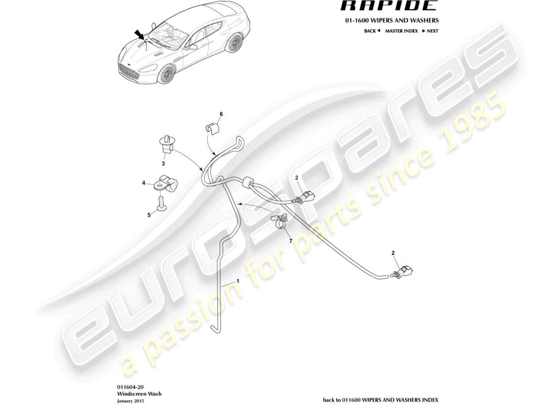 aston martin rapide (2010) diagrama de piezas del lavaparabrisas