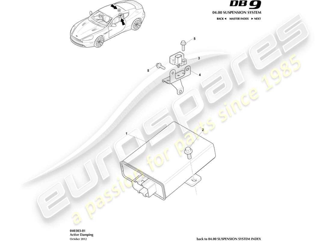 aston martin db9 (2014) módulo de amortiguación activa diagrama de piezas