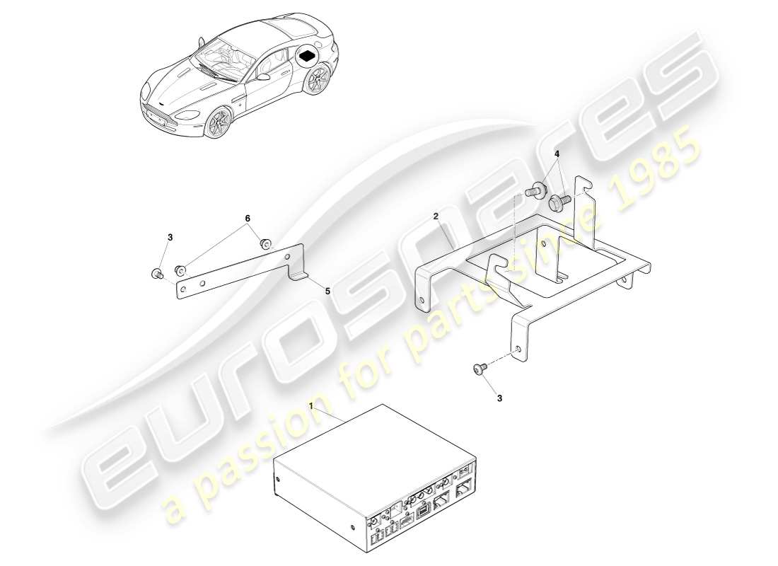 aston martin v8 vantage (2007) uci y soporte, diagrama de pieza 16my