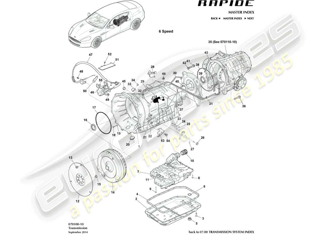 aston martin rapide (2014) transeje diagrama de piezas