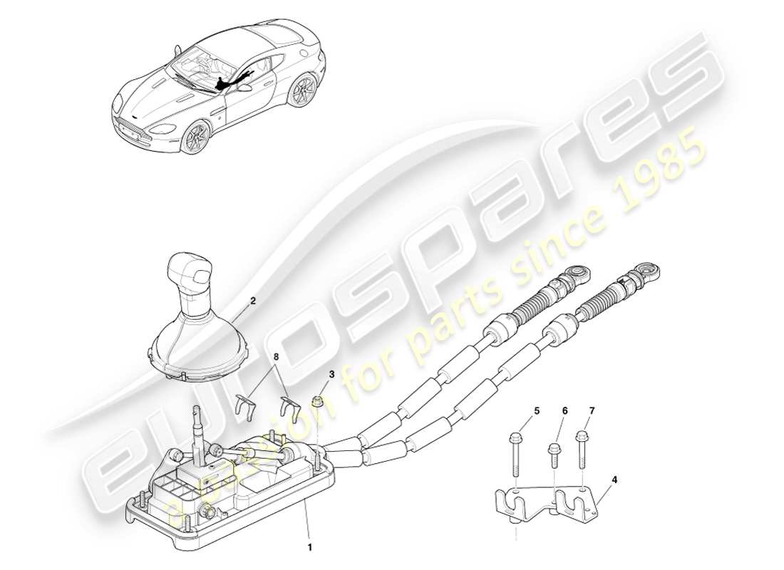 aston martin v8 vantage (2005) conjunto de palanca de cambios, diagrama de piezas del manual