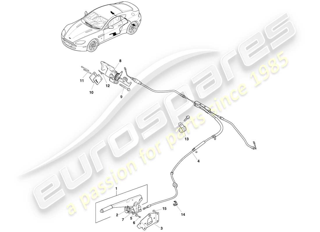 aston martin v8 vantage (2005) freno de estacionamiento, diagrama de piezas lhd