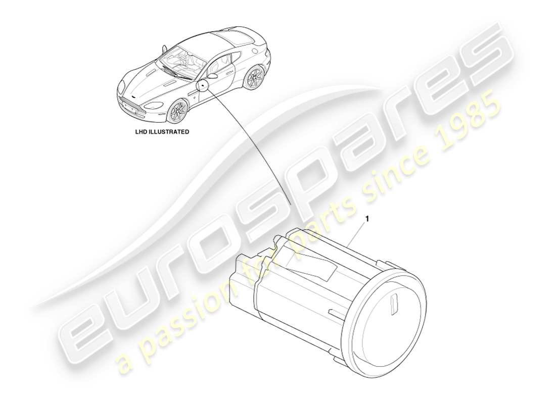 aston martin v8 vantage (2007) diagrama de piezas del interruptor de protección reducido
