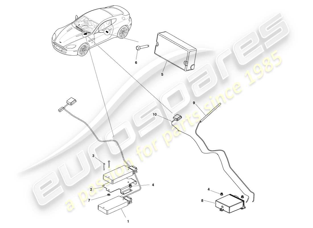 aston martin v8 vantage (2005) diagrama de piezas del rastreador