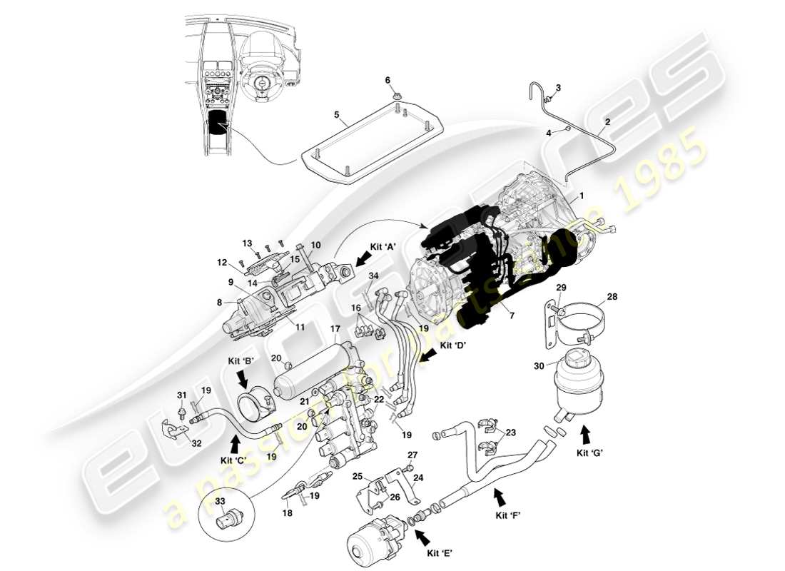 aston martin v8 vantage (2005) sportshift, diagrama de piezas de 6 velocidades