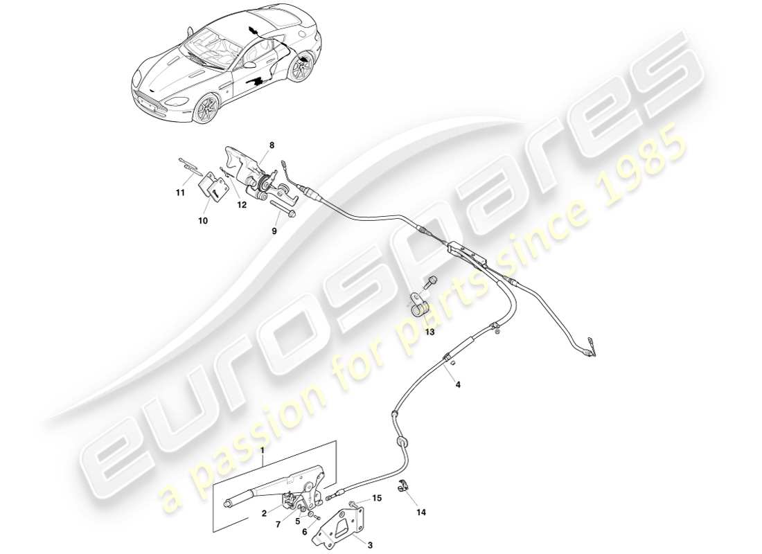 aston martin v8 vantage (2007) freno de estacionamiento, diagrama de piezas lhd