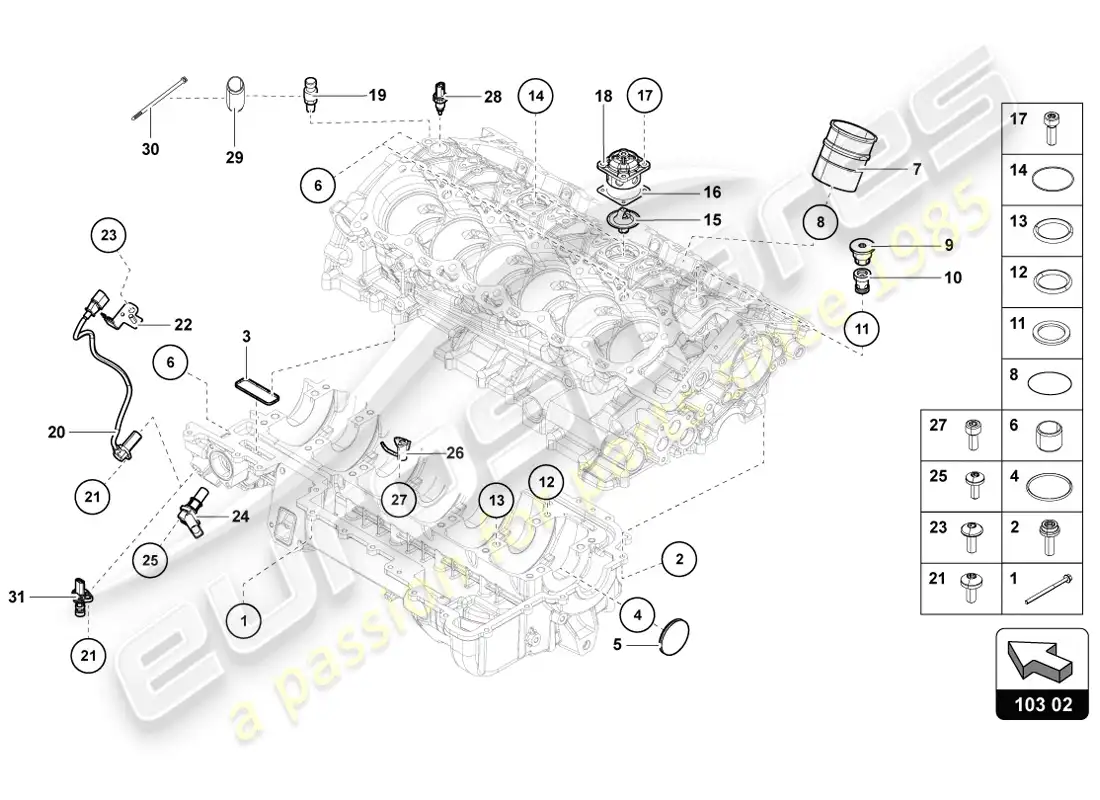 lamborghini lp720-4 coupe 50 (2014) diagrama de piezas del cárter de aceite