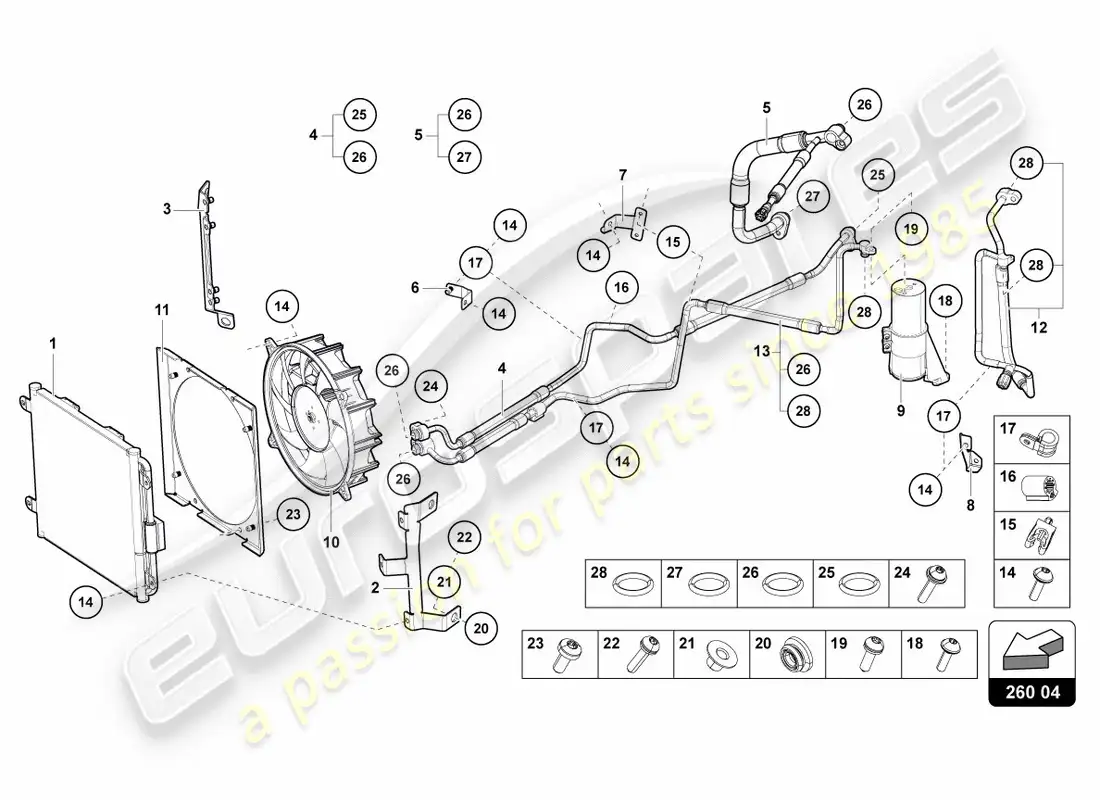 lamborghini centenario coupe (2017) diagrama de piezas del condensador de a/c