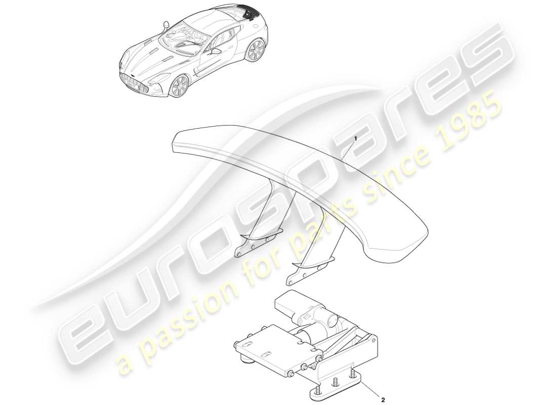 aston martin one-77 (2011) conjunto del ala trasera diagrama de piezas