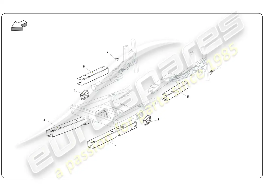 lamborghini super trofeo (2009-2014) elemento del chasis diagrama de piezas