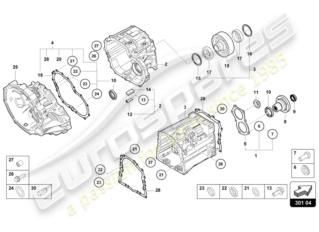 lamborghini lp720-4 coupe 50 (2014) componentes exteriores de la caja de cambios diagrama de piezas