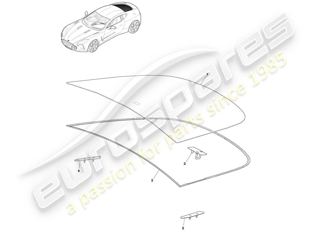 aston martin one-77 (2011) parabrisas trasero diagrama de piezas