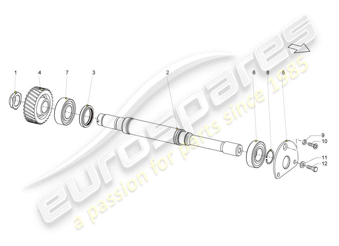 lamborghini gallardo coupe (2005) diagrama de piezas del eje de entrada
