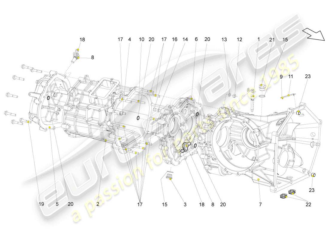 lamborghini gallardo coupe (2006) diagrama de piezas de la caja de engranajes