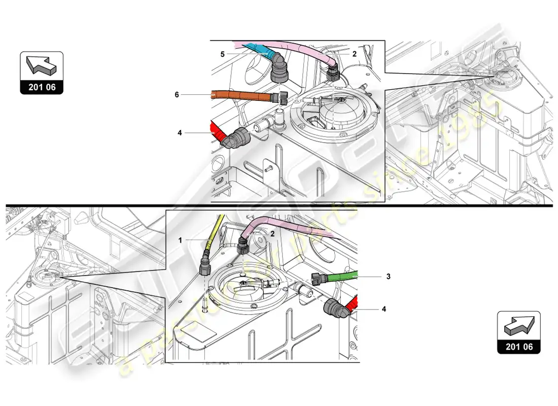 lamborghini lp720-4 coupe 50 (2014) diagrama de piezas del sistema de suministro de combustible