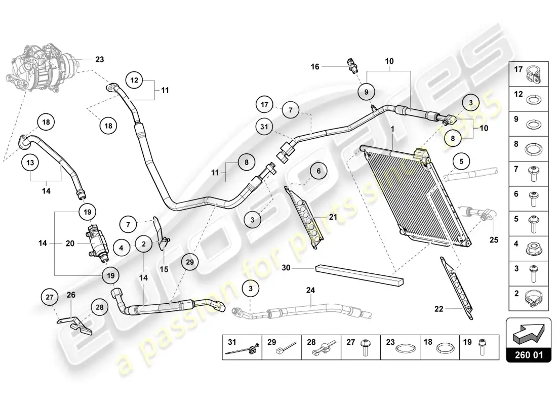 lamborghini lp720-4 coupe 50 (2014) diagrama de piezas del condensador de a/c