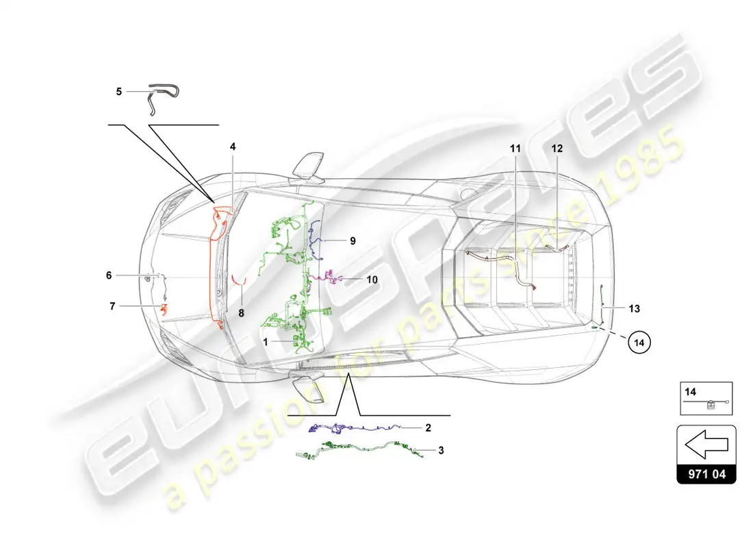 lamborghini lp610-4 coupe (2018) alambrado diagrama de piezas