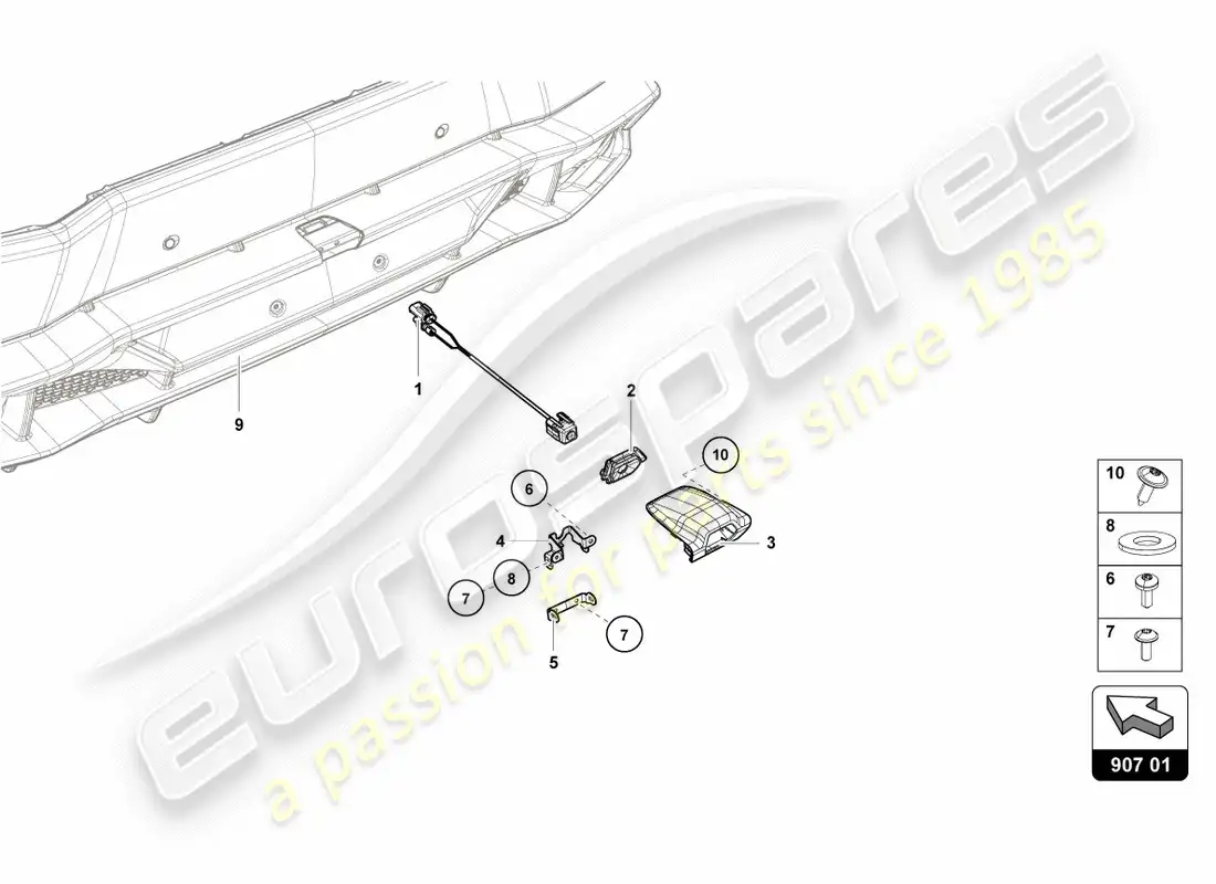 lamborghini lp580-2 coupe (2017) cámara de marcha atrás diagrama de piezas