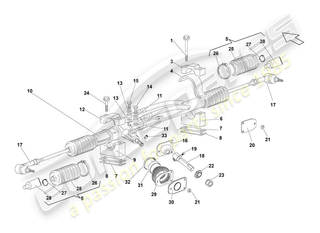 lamborghini gallardo spyder (2006) diagrama de piezas del mecanismo de dirección