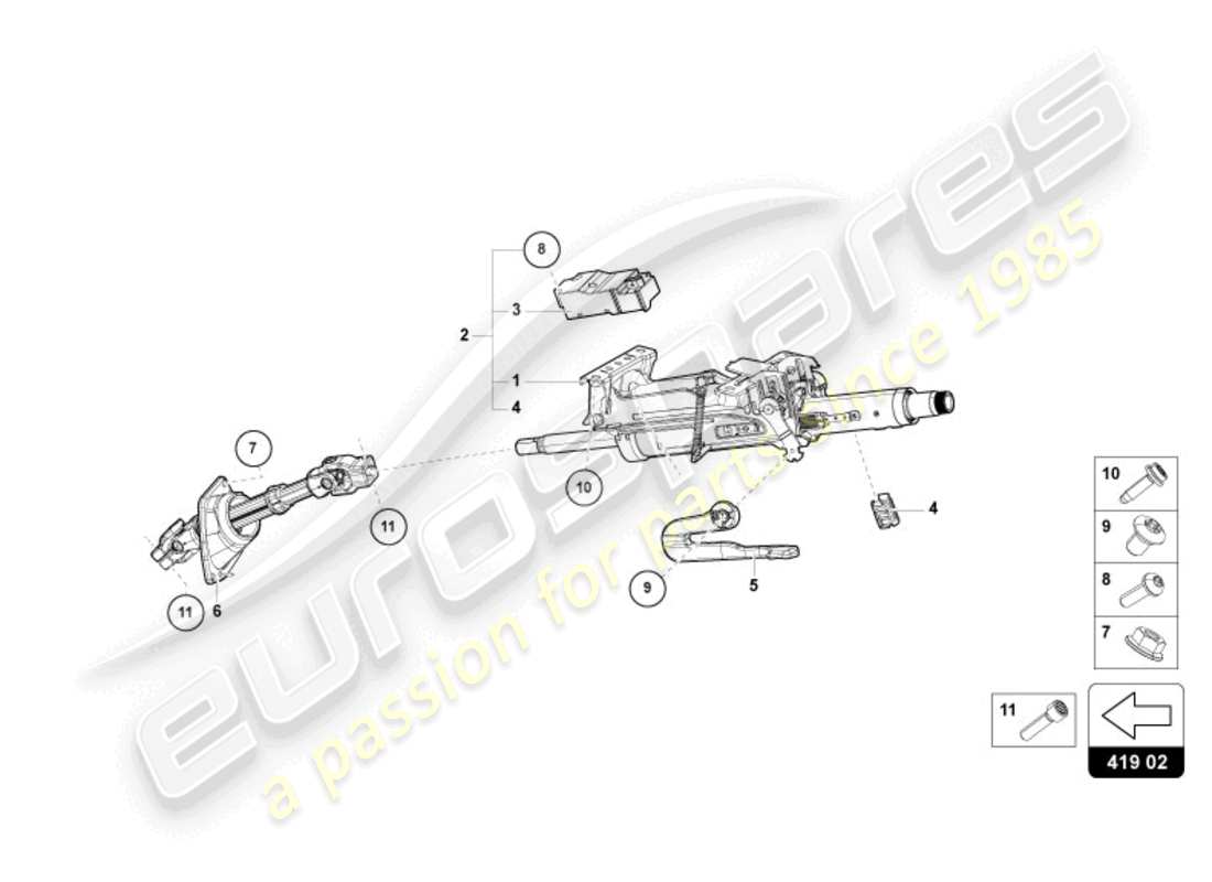 lamborghini revuelto coupe (2024) columna de dirección diagrama de piezas