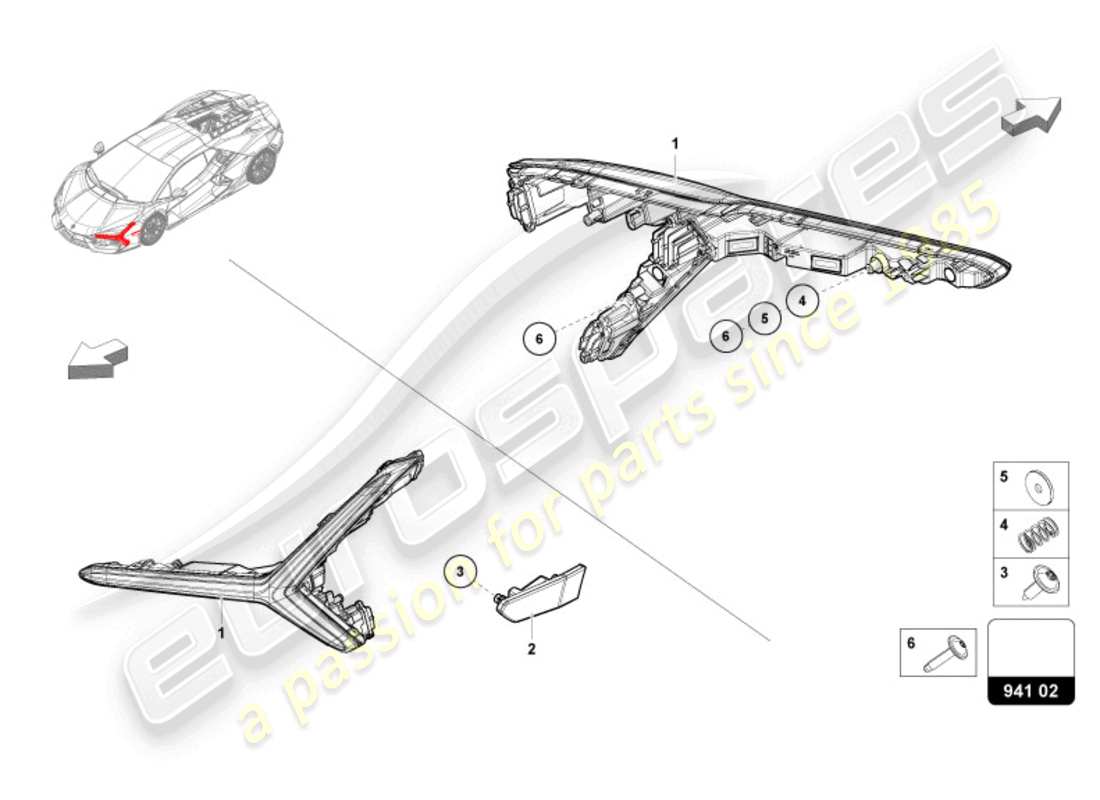 lamborghini revuelto coupe (2024) faro led delantero diagrama de piezas