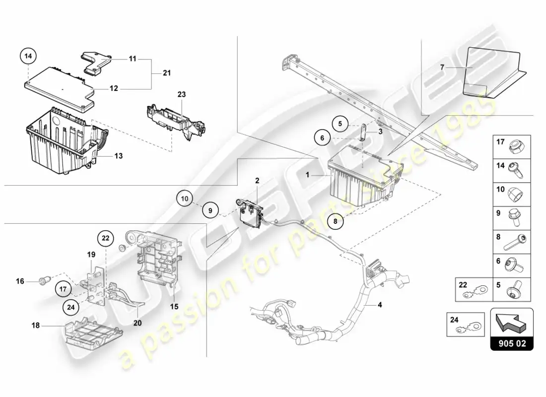 lamborghini centenario roadster (2017) electricidad central diagrama de piezas