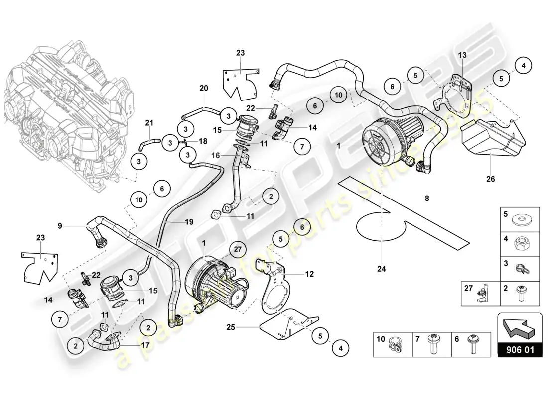 lamborghini lp720-4 coupe 50 (2014) bomba de aire secundario diagrama de piezas