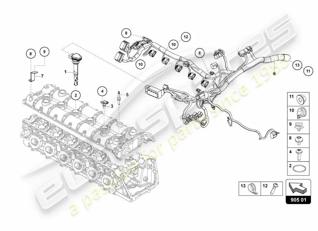 lamborghini centenario roadster (2017) sistema de encendido diagrama de piezas