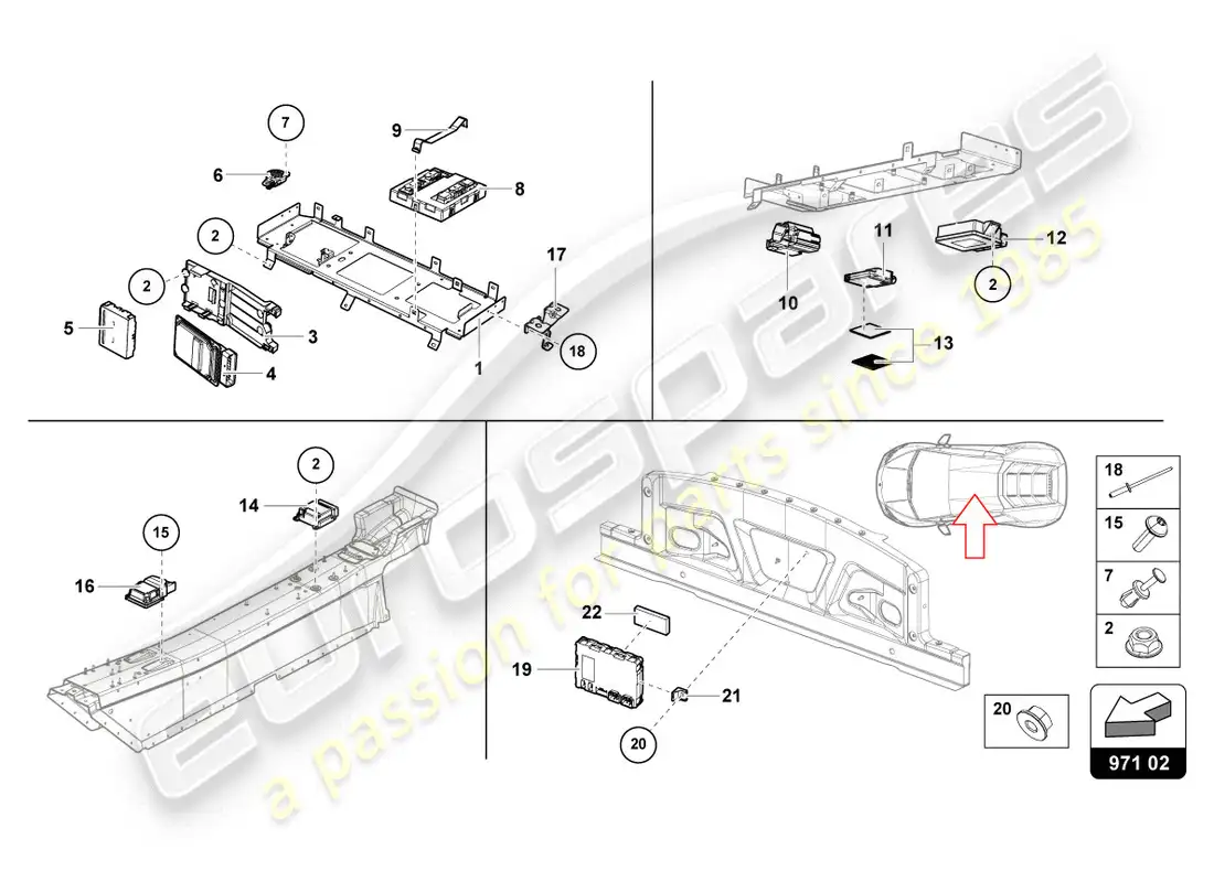 lamborghini lp610-4 coupe (2018) unidad de control diagrama de piezas