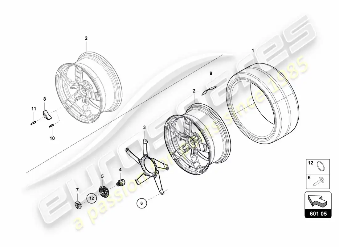 lamborghini centenario coupe (2017) ruedas/neumáticos delanteros diagrama de piezas