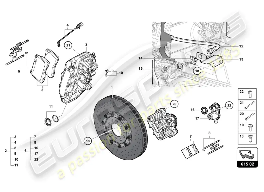lamborghini lp700-4 roadster (2017) disco de freno trasero diagrama de piezas