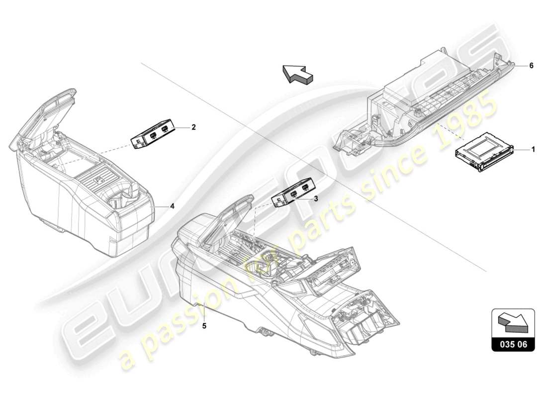 lamborghini urus performante (2023) conexión para fuentes de audio externas esquema de piezas