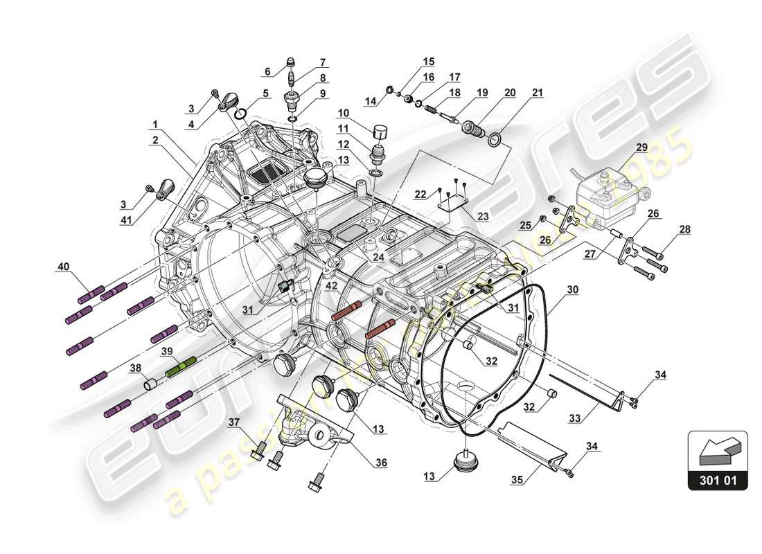 lamborghini gt3 (2017) diagrama de piezas de la caja de transmisión